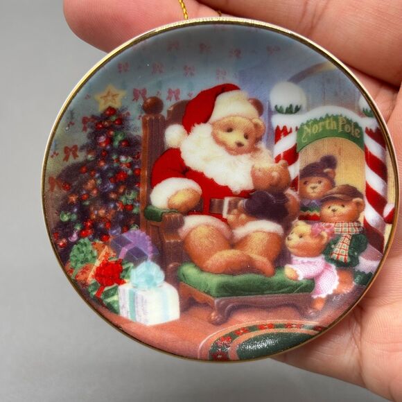 Avon 2001 Porcelain Ornament Santa Bear Christmas Tree North Pole Collectible - Picture 3 of 5
